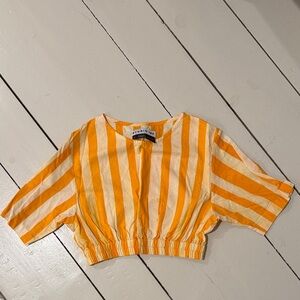 Vivid Orange and White Striped Crop Top